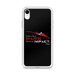 Tesla inspired apparel. Elon Musk quote. Starman in red roadster. Die On Mars, Not On Impact image centered on phone case.