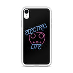 Tesla inspired apparel. EV car charger. Electric Life image centered on iPhone phone case.