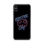 Tesla inspired apparel. EV car charger. Electric Life image centered on iPhone phone case.