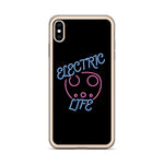 Tesla inspired apparel. EV car charger. Electric Life image centered on iPhone phone case.