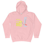 Tesla inspired apparel. Model Y at supercharger. Supercharging. Plugged In Y image centered on kids hoodie.