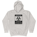 Tesla inspired apparel. Elon Musk quote. Cybertruck. Leader In Apocalypse Technology image centered on kids hoodie.