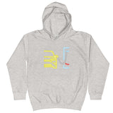 Tesla inspired apparel. Model 3 at supercharger. Supercharging. Plugged In 3 image centered on kids hoodie.
