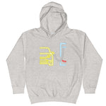 Tesla inspired apparel. Model Y at supercharger. Supercharging. Plugged In Y image centered on kids hoodie.