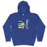 Tesla inspired apparel. Model 3 at supercharger. Supercharging. Plugged In 3 image centered on kids hoodie.