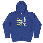 Tesla inspired apparel. Model S at supercharger. Supercharging. Plugged In S image centered on kids hoodie.
