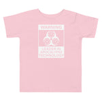 Tesla inspired apparel. Elon Musk quote. Cybertruck. Leader In Apocalypse Technology image centered on toddler t-shirt.