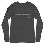 Tesla inspired apparel. Elon Musk quote. Maximize Enjoyment image centered on long sleeve t-shirt.