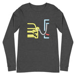 Tesla inspired apparel. Model 3 at supercharger. Supercharging. Plugged In 3 image centered on long sleeve t-shirt.