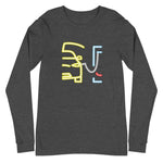 Tesla inspired apparel. Model X at supercharger. Supercharging. Plugged In X image centered on long sleeve t-shirt.