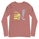 Tesla inspired apparel. Model 3 at supercharger. Supercharging. Plugged In 3 image centered on long sleeve t-shirt.