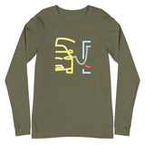 Tesla inspired apparel. Model X at supercharger. Supercharging. Plugged In X image centered on long sleeve t-shirt.