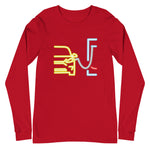 Tesla inspired apparel. Model 3 at supercharger. Supercharging. Plugged In 3 image centered on long sleeve t-shirt.