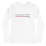 Tesla inspired apparel. Elon Musk quote. Maximize Enjoyment image centered on long sleeve t-shirt.