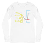 Tesla inspired apparel. Model S at supercharger. Supercharging. Plugged In S image centered on long sleeve t-shirt.