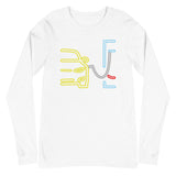 Tesla inspired apparel. Model S at supercharger. Supercharging. Plugged In S image centered on long sleeve t-shirt.