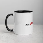Tesla inspired apparel. Elon Musk quote. Cybertruck. Just Fix It In Post image centered on coffee cup mug.