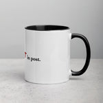 Tesla inspired apparel. Elon Musk quote. Cybertruck. Just Fix It In Post image centered on coffee cup mug.
