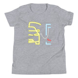 Tesla inspired apparel. Model X at supercharger. Supercharging. Plugged In X image centered on youth t-shirt.