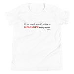 Tesla inspired apparel. Elon Musk quote. Maximize Enjoyment image centered on youth t-shirt.